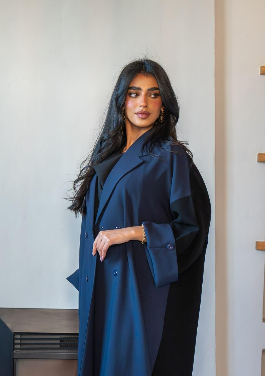 Black and navy crepe blazer abaya