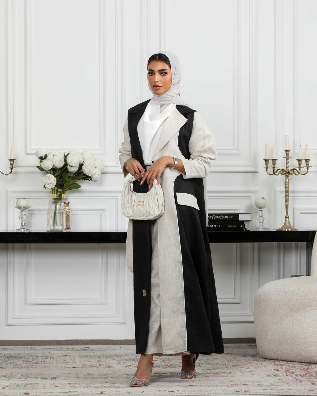 Blazer Linen Abaya with matching pants and Shaila
