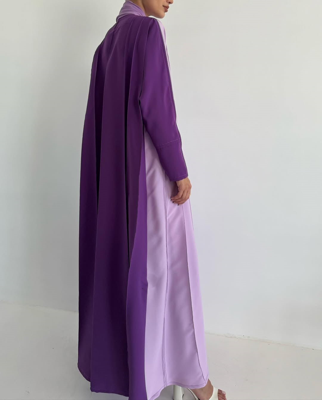 Crepe stitched klosh abaya - Lavender