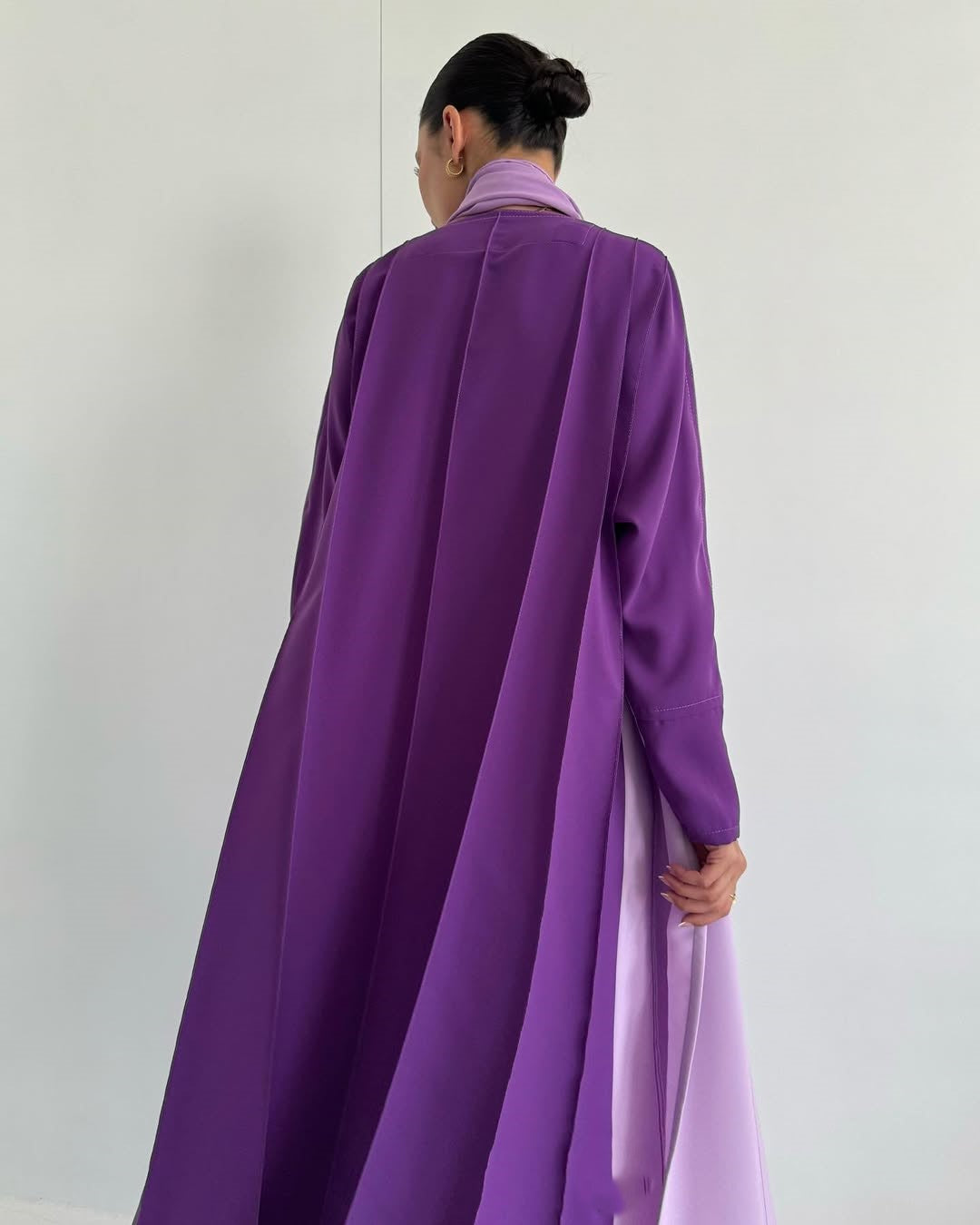 Crepe stitched klosh abaya - Lavender