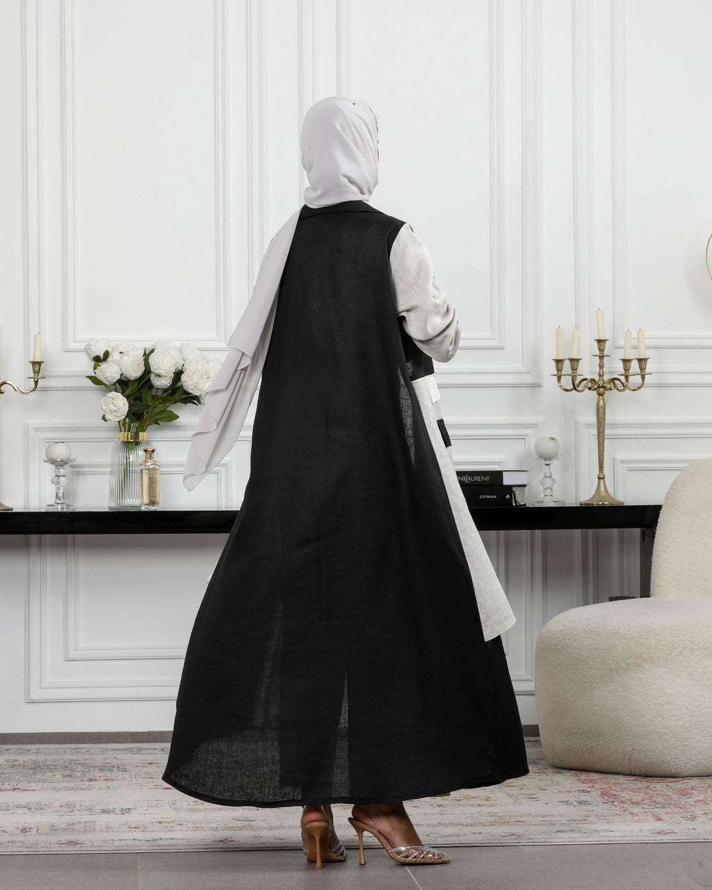 Blazer Linen Abaya with matching pants and Shaila