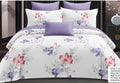 White & Purple Lily Floral Cotton Bedsheet Set – 6 Piece