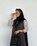Contrast Panel Abaya Brown and black with shaila