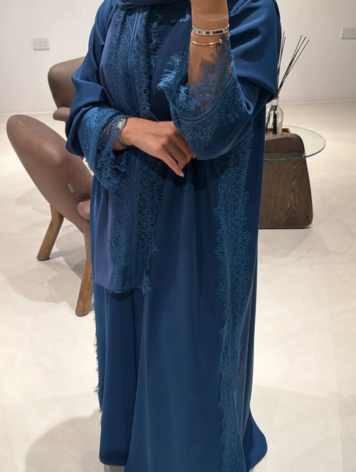 Abaya with Lace details Teal