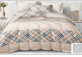 Beige Classic Tartan Check Cotton Bedsheet Set – 6 Piece