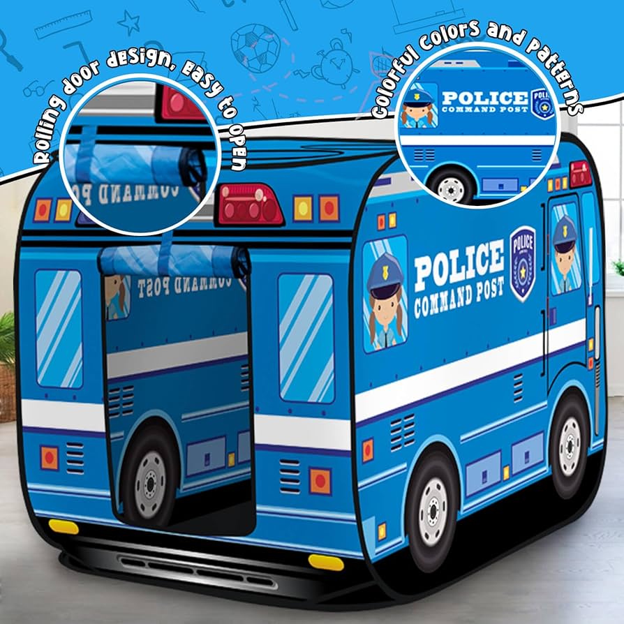 Portable Police Car Pop-Up Play Tent for Kids – Indoor & Outdoor Foldable Toy Storage House