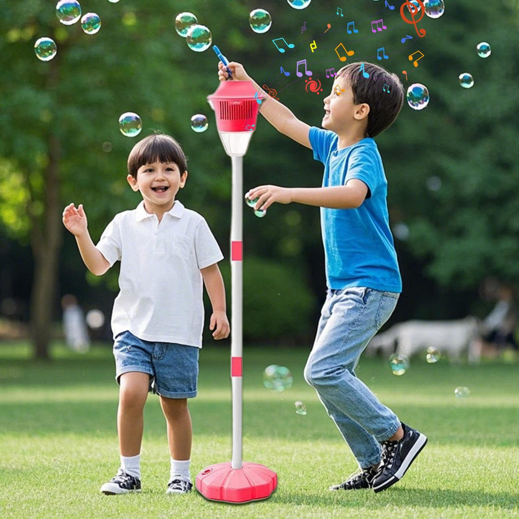 Street Lights Bubble Machine with Lights and Music - Adjustable Height (Up to 132cm) for Kids