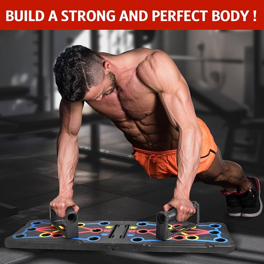 Foldable Pushup Board | Color-Coded Multi-Grip Push Up Board | Portable Home Workout Equipment for Chest, Shoulders, Triceps, Back & Full Upper Body Training