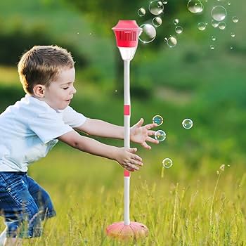 Street Lights Bubble Machine with Lights and Music - Adjustable Height (Up to 132cm) for Kids