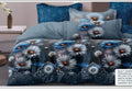Blue & Grey Daisy 3D Floral Cotton Bedsheet Set – 6 Piece