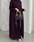 Plum Straight-Cut Abaya with Front Slit