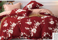 Maroon White Blossom Floral Cotton Bedsheet Set – 6 Piece