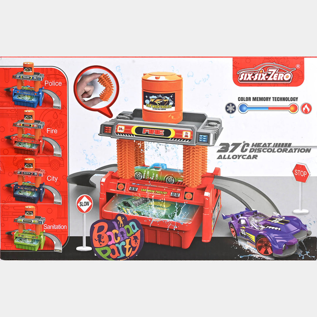 SIX-SIX-ZERO DIY Color Changing Car Wash Playset - 24 Pieces Educational Toy with Water Spray & Color Memory Technology for Kids