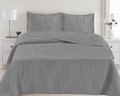 Luxury Slate Gray Bedspread Set - Embossed Leaf Pattern Quilted Coverlet
