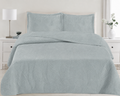 Premium Mint Green Bedspread Set - Elegant Quilted Leaf Pattern Coverlet