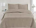 Premium Luxury Beige Bedspread Set - Embossed Quilted Coverlet
