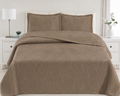 Premium Rich Taupe Brown Bedspread Set - Luxury Quilted Coverlet