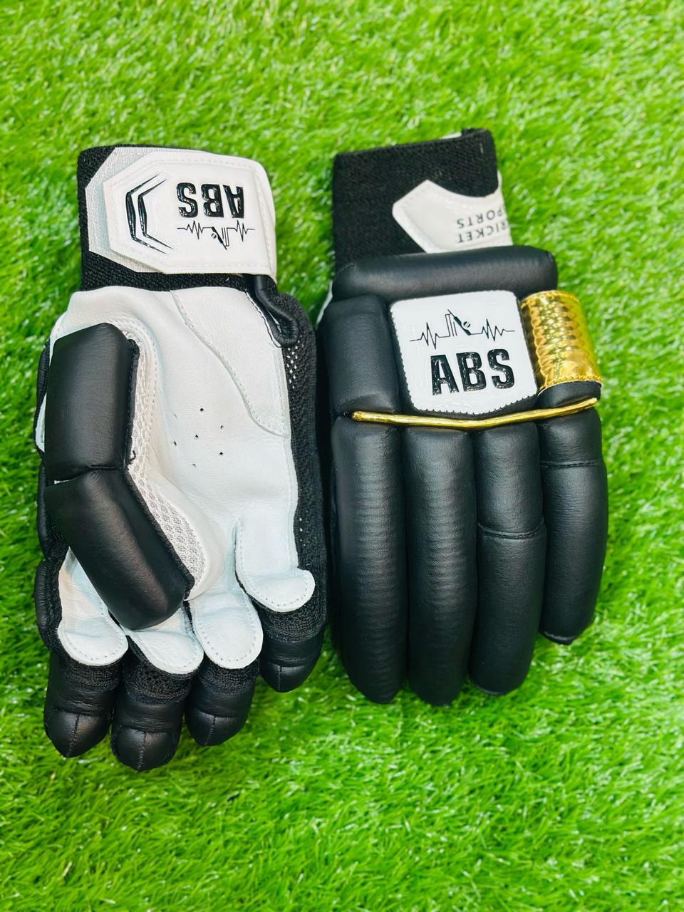 ABS B.PRO Black White Gold Edition Cricket Batting Gloves – Left Hand & Right Hand Batsman | International Player Quality
