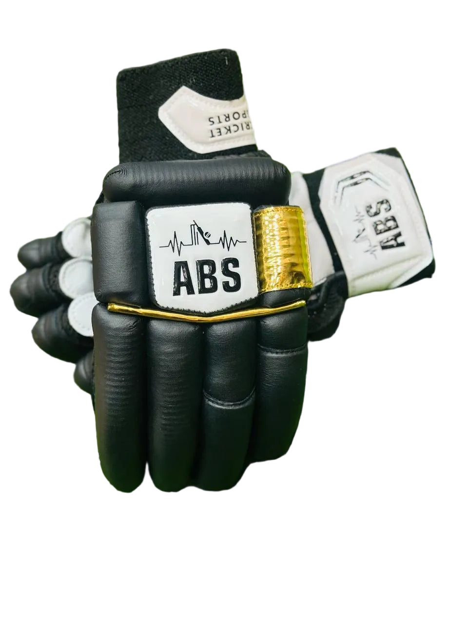 ABS B.PRO Black White Gold Edition Cricket Batting Gloves – Left Hand & Right Hand Batsman | International Player Quality