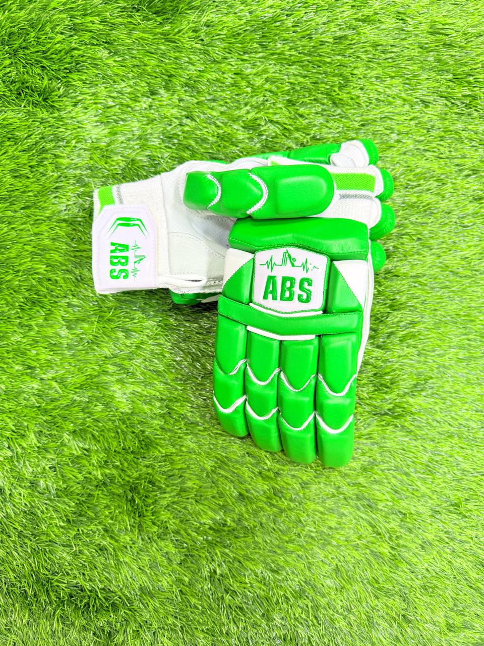 ABS B.PRO Neon Green White Wave Edition Cricket Batting Gloves – Left Hand & Right Hand Batsman | International Player Quality