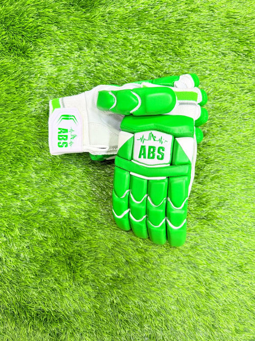 ABS B.PRO Neon Green White Wave Edition Cricket Batting Gloves – Left Hand & Right Hand Batsman | International Player Quality