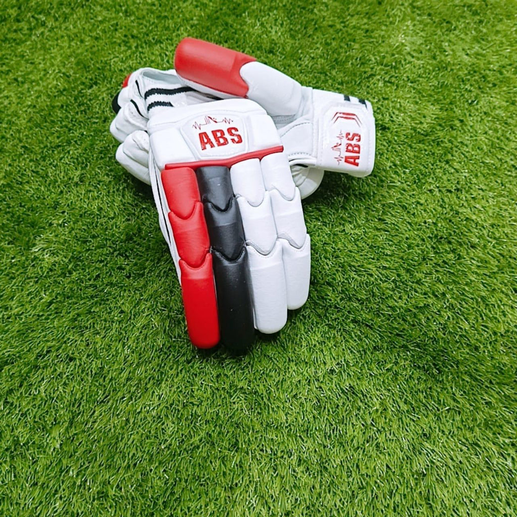 ABS B.PRO White Red Edition Cricket Batting Gloves – Left Hand & Right Hand Batsman | International Player Quality