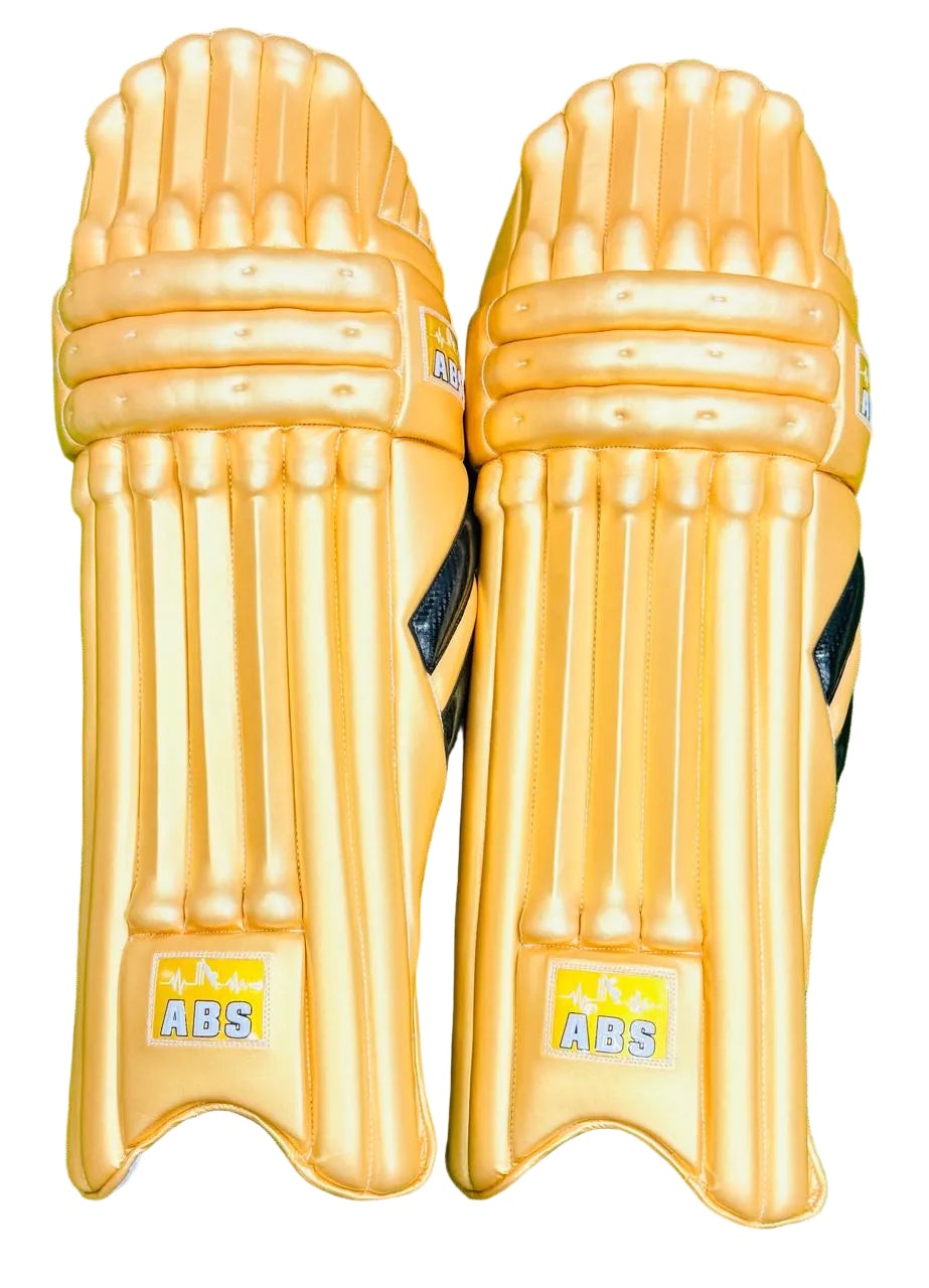 ABS B.PRO Golden Edition Batting Pads – International Player Quality | ICC Standard Safety – Yellow/White