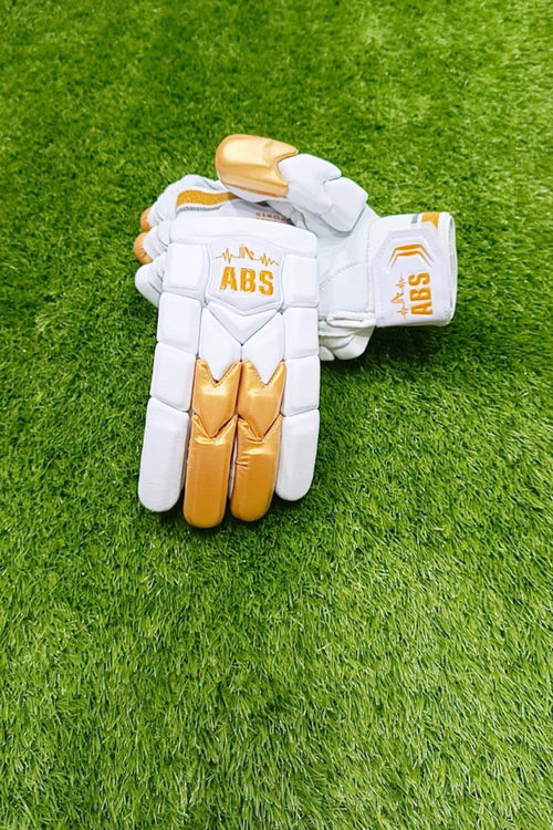 ABS B.PRO White Gold Edition Cricket Batting Gloves – Left Hand & Right Hand Batsman | International Player Quality