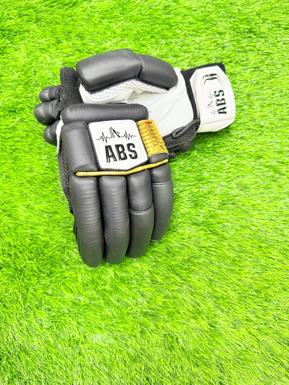 ABS B.PRO Black White Gold Edition Cricket Batting Gloves – Left Hand & Right Hand Batsman | International Player Quality