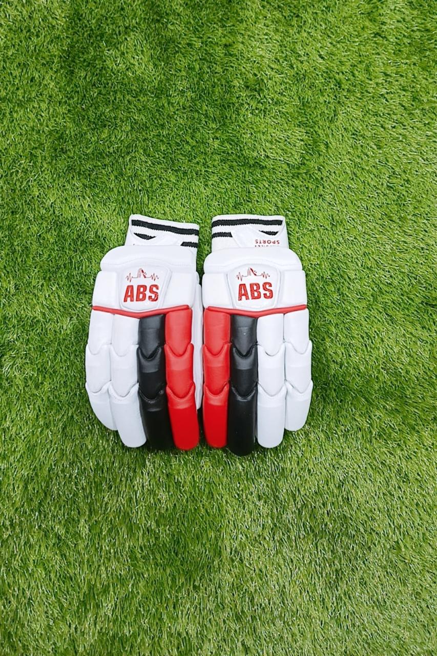 ABS B.PRO White Red Edition Cricket Batting Gloves – Left Hand & Right Hand Batsman | International Player Quality