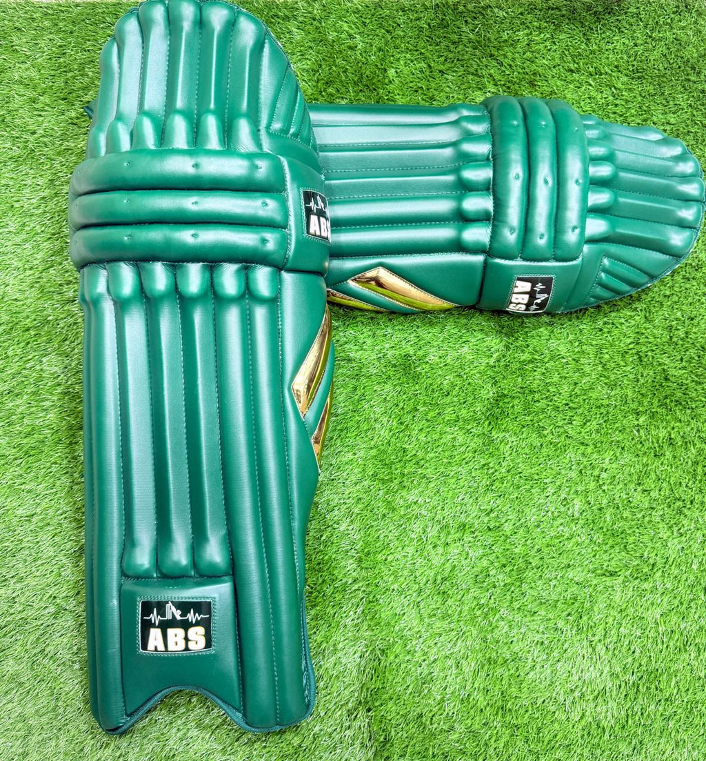 ABS B.PRO Green Gold Edition Batting Pads – International Player Quality | ICC Standard Safety – Emerald Green Design