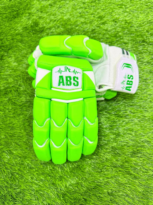 ABS B.PRO Neon Green White Edition Cricket Batting Gloves – Left Hand & Right Hand Batsman | International Player Quality