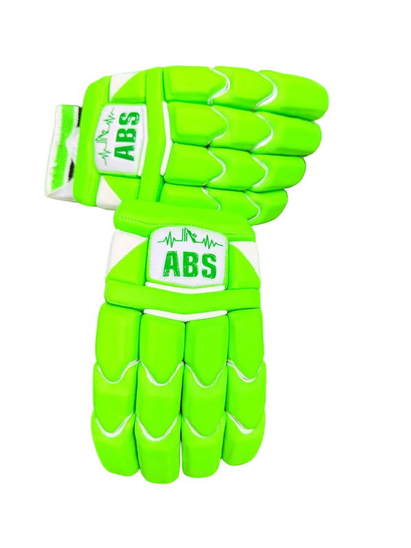 ABS B.PRO Neon Green White Edition Cricket Batting Gloves – Left Hand & Right Hand Batsman | International Player Quality