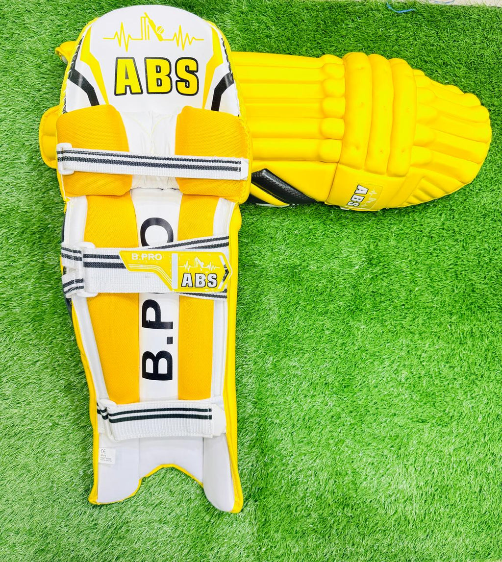 ABS B.PRO Yellow White Edition Batting Pads – Pro Grade | International Quality | ICC Safety Compliant