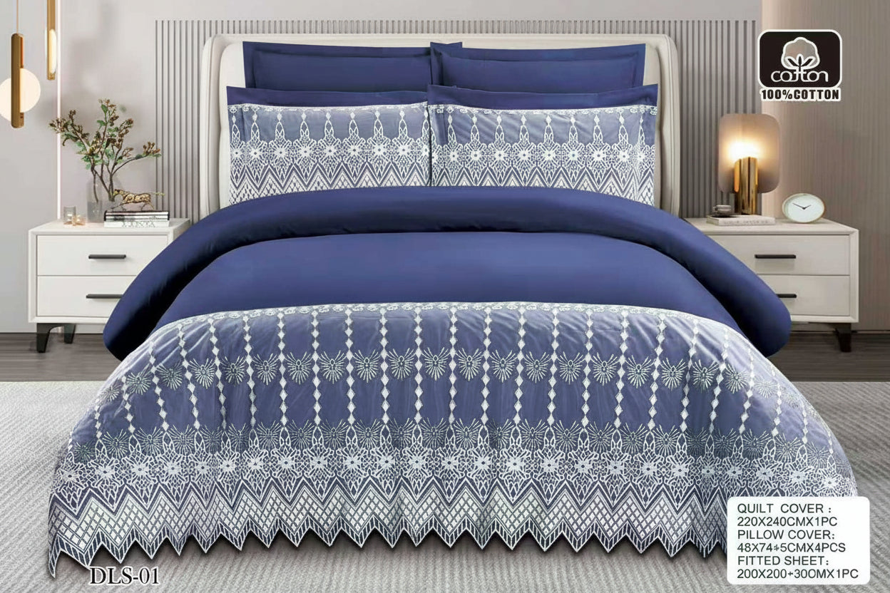 6-Piece Super King Size Quilt Cover Set – Luxury Bedding with Fitted Sheet & 4 Pillowcases (Multiple Designs/Variants)