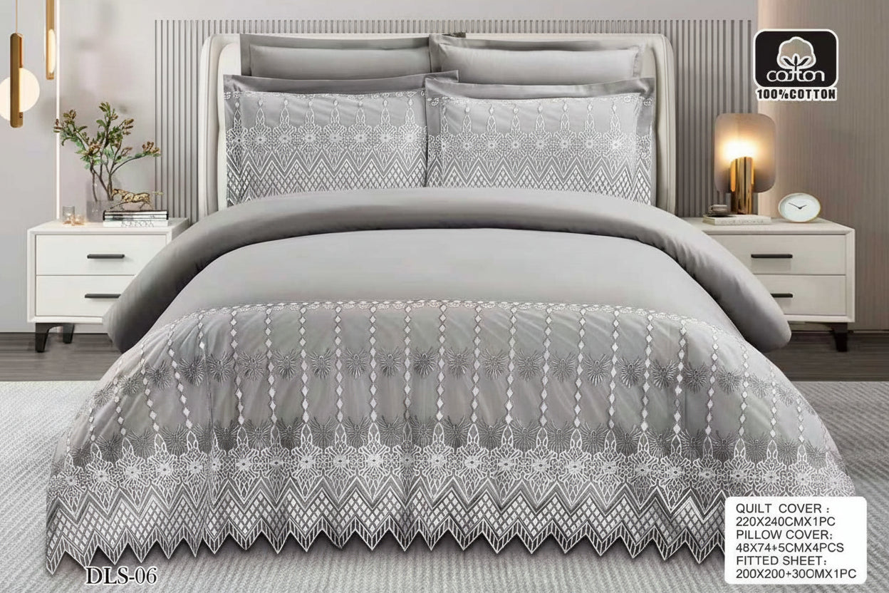 6-Piece Super King Size Quilt Cover Set – Luxury Bedding with Fitted Sheet & 4 Pillowcases (Multiple Designs/Variants)