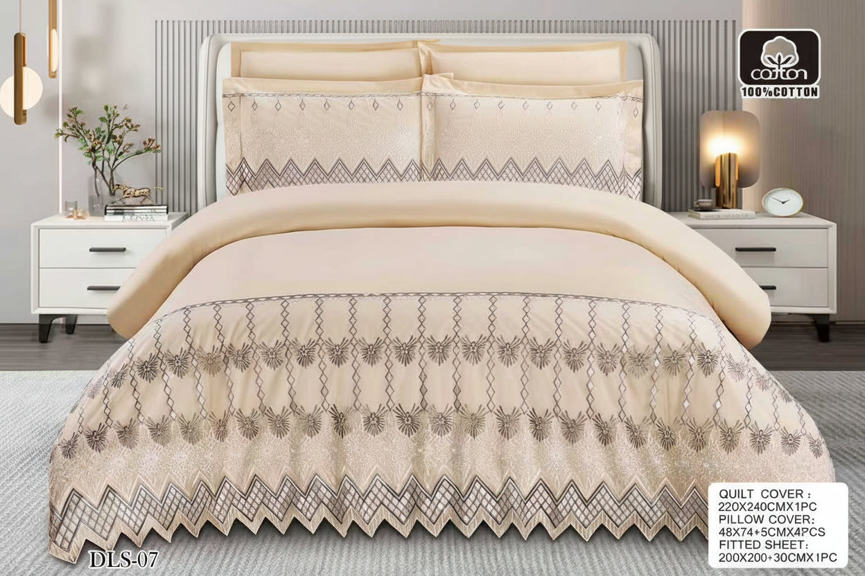 6-Piece Super King Size Quilt Cover Set – Luxury Bedding with Fitted Sheet & 4 Pillowcases (Multiple Designs/Variants)