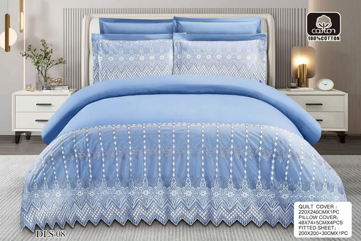 6-Piece Super King Size Quilt Cover Set – Luxury Bedding with Fitted Sheet & 4 Pillowcases (Multiple Designs/Variants)