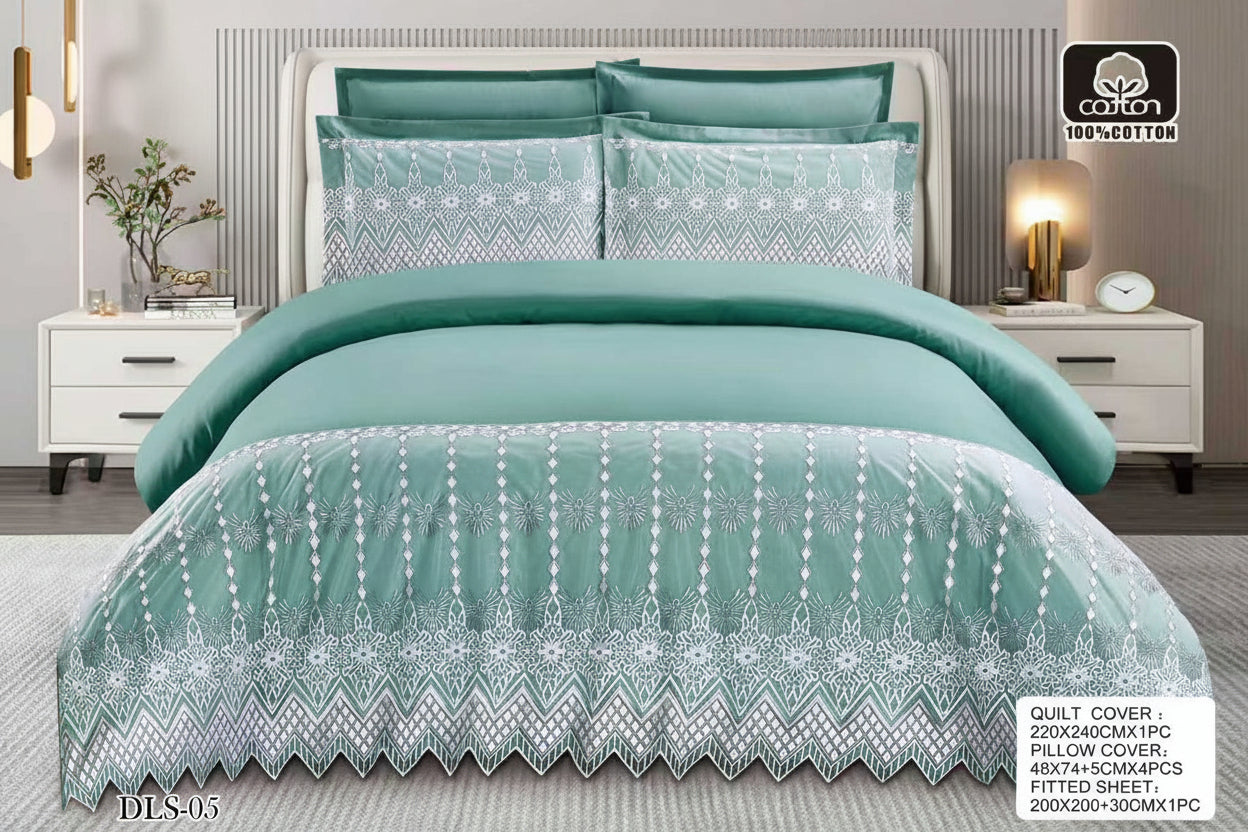 6-Piece Super King Size Quilt Cover Set – Luxury Bedding with Fitted Sheet & 4 Pillowcases (Multiple Designs/Variants)