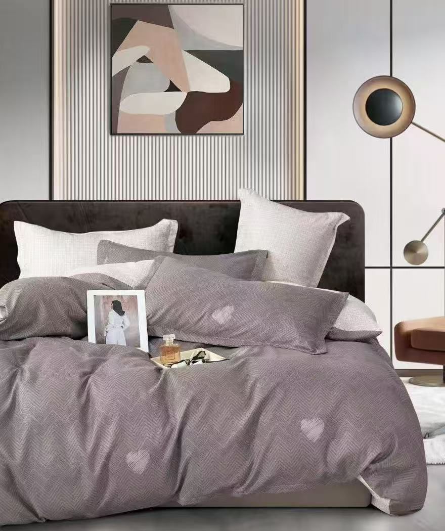 Luxury Bedding with Fitted Sheet & 4 Pillowcases 6-Piece King Size Quilt Cover Set (Multiple Designs/Variants) (Design 1)