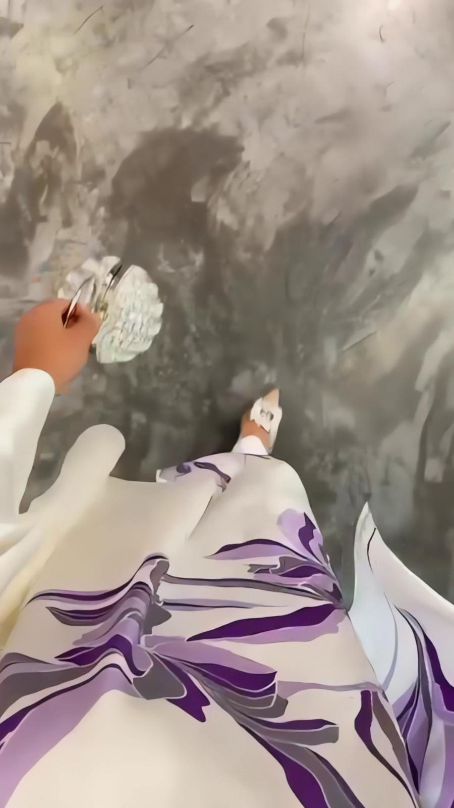 White Purple Floral Printed Satin Silk 2PC Co-ord Set | Flowy Wide Sleeves & Palazzo Pants | SKU: J6060