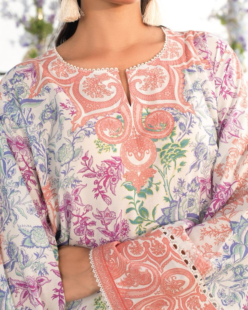 Pastel Multi-Floral Printed Soft BSY Crepe Co-ord Set | Wide Sleeves & Cropped Pants | SKU: J6058