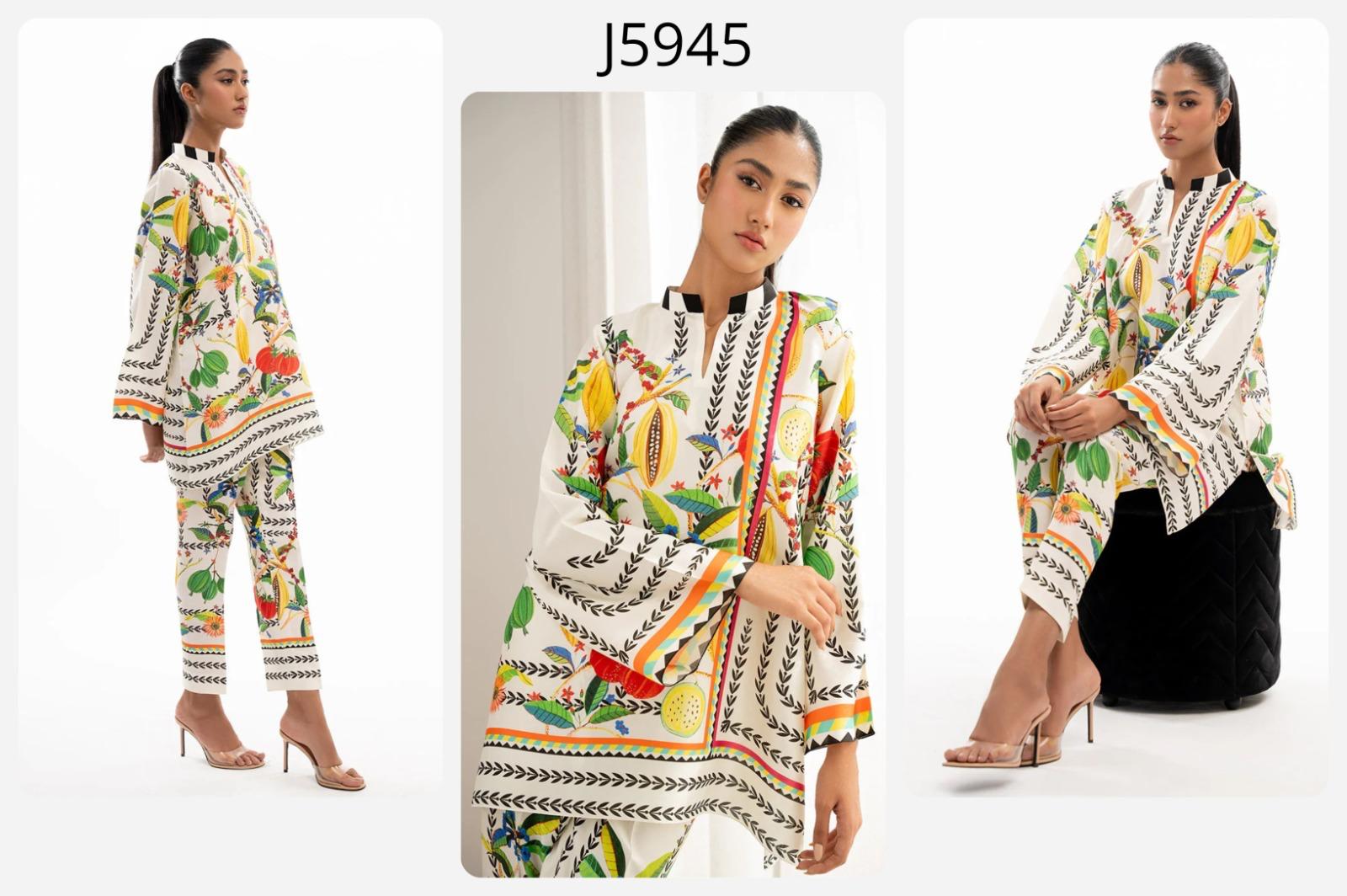 White Multi-Fruit & Floral Printed Korean BSY Co-ord Set | Wide Sleeve Shirt & Pants | SKU: J5945