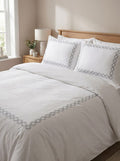 Premium 6-Piece Embroidered Duvet Cover Set – 100% Cotton 250TC | King Size Bedding Set with Fitted Sheet & Oxford Pillowcases