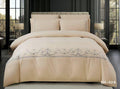 Super King Quilt Cover Set YH-02A - Beige with Embroidery (240x260cm)