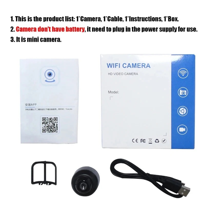 1080P HD Mini Camera WiFi Wireless HD Night Vision Camera Home X5 Remote Camera Kids Pet Safety Monitoring