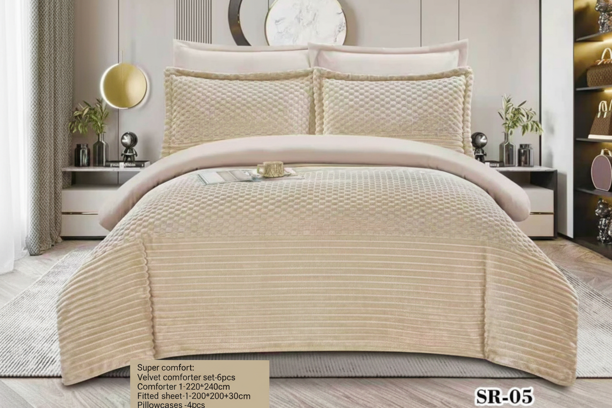 Super Comfort 6-Piece Velvet Comforter Set – Luxury Bedding Collection