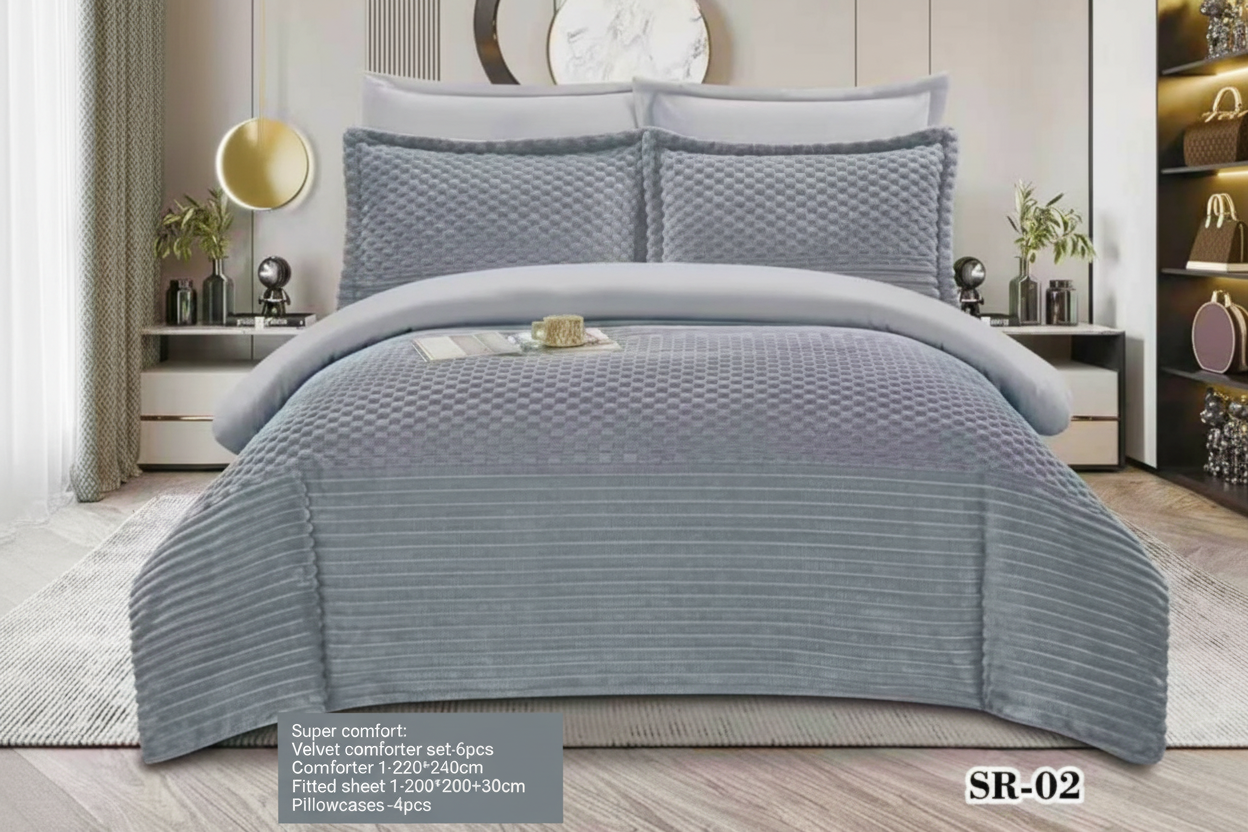 Super Comfort 6-Piece Velvet Comforter Set – Luxury Bedding Collection