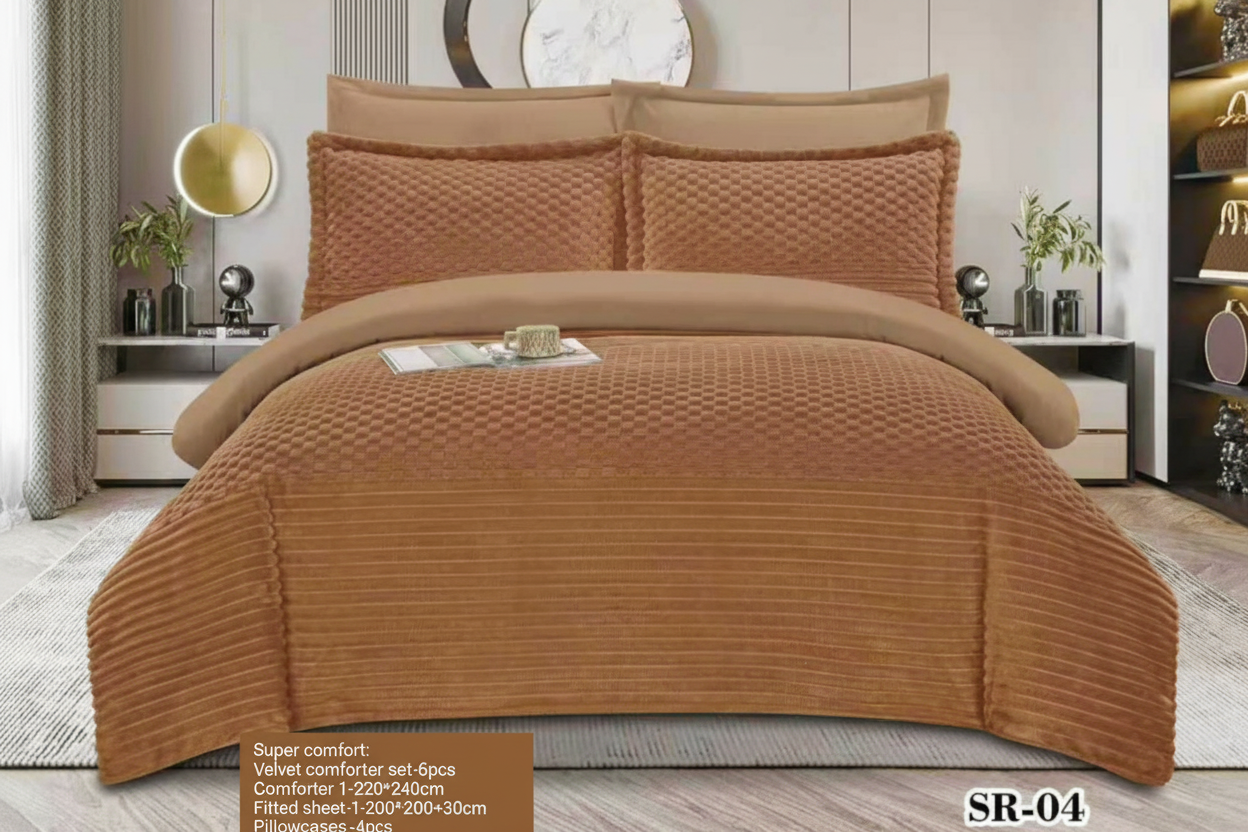 Super Comfort 6-Piece Velvet Comforter Set – Luxury Bedding Collection