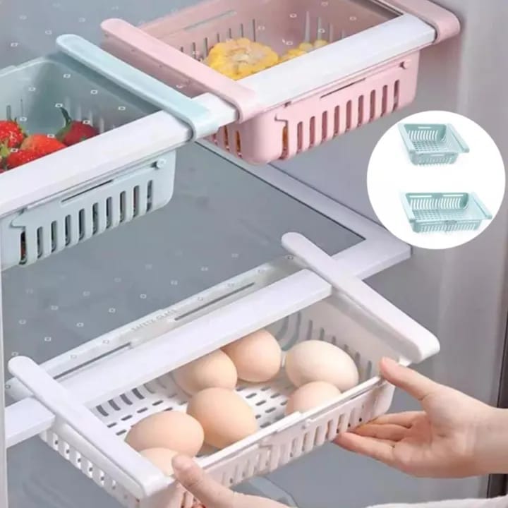 Stretchable Fridge Organizer Baskets Maximize your fridge space with these adjustable, space-saving storage baskets – perfect for your fridge and kitchen organization!